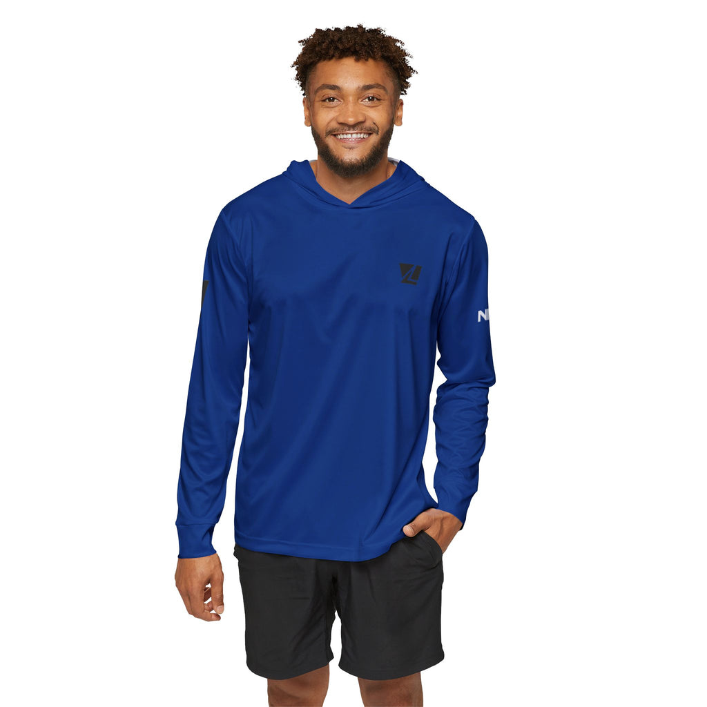 Hoodie de sport homme bleu en matières recyclées – Léger & respirant