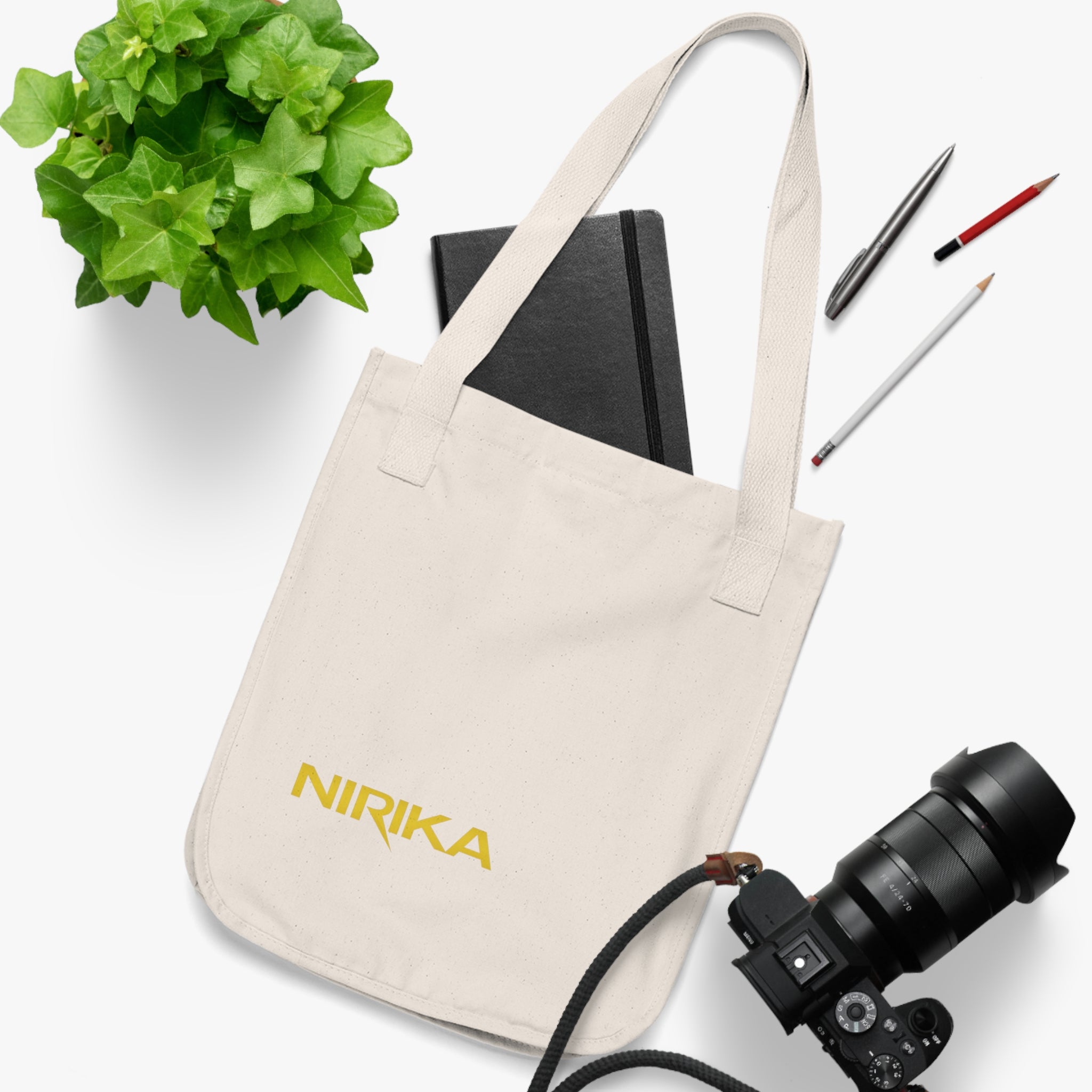 Tote bag signature NIRIKA en toile bio – Logo doré