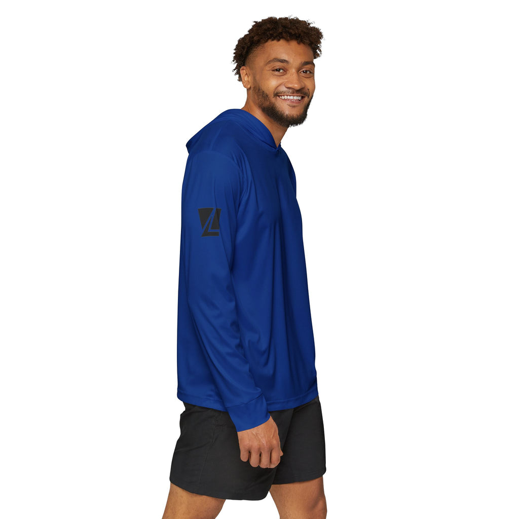 Hoodie de sport homme bleu en matières recyclées – Léger & respirant